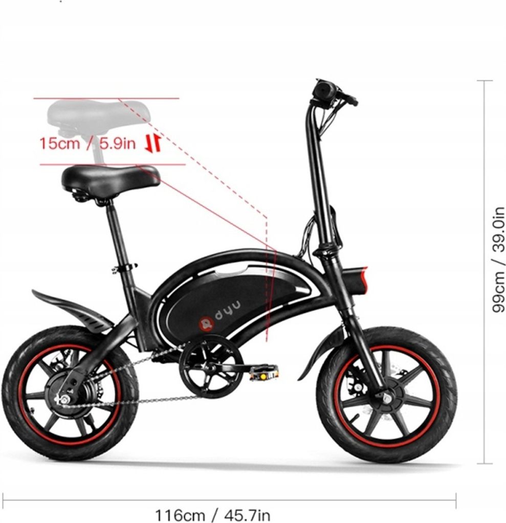 DYU D3F 14" skladací bicykel E-Bike 250W Mountainbike 36V Obrázok produktu 3