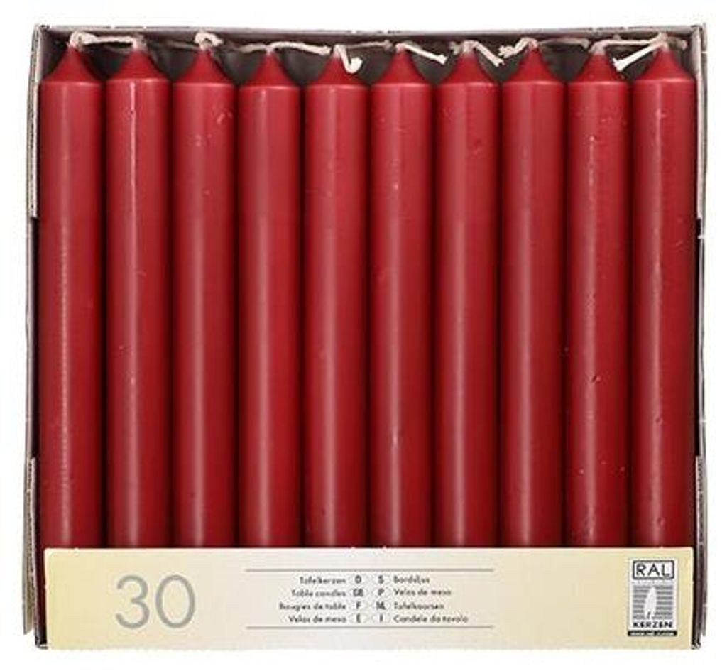 Papstar Tafelkerzen Ø 2,15 cm 19,6 cm bordeaux, 4 x 30 Produktbild 