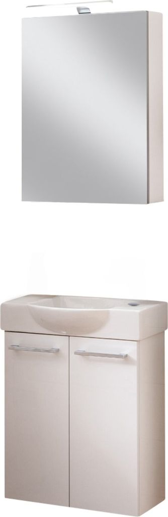 FACKELMANN SBC SCENO Gäste WC Waschtisch Set mit Spiegelschrank 55 cm breit, Weiß, Türanschlag rechts Ein elegantes Highlight für jedes Badezi...