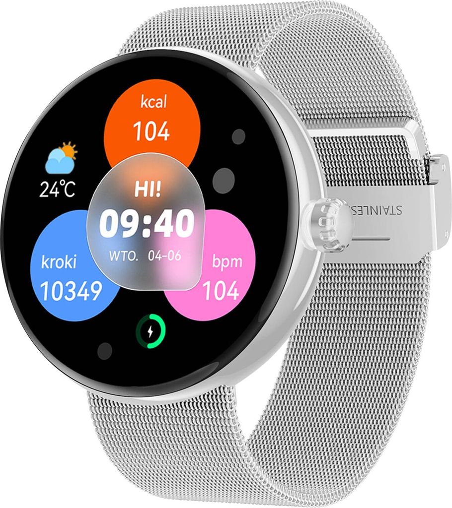 Forever Smartwatch dla Kobiet Forevive 5 SB-365 Srebrny, Zdjęcie produktu 