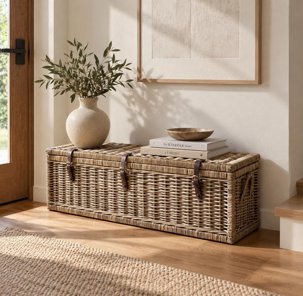 Rotan opbergkist 110 cm Kubu Grey – zitbank met Productafbeelding 