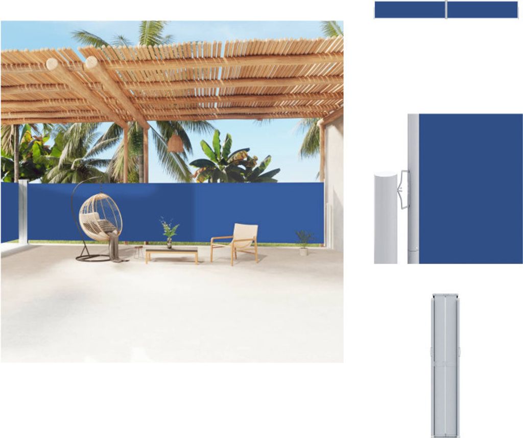 vidaXL Seitenmarkise Ausziehbar Blau 160x1200 cm -  Produktbild 