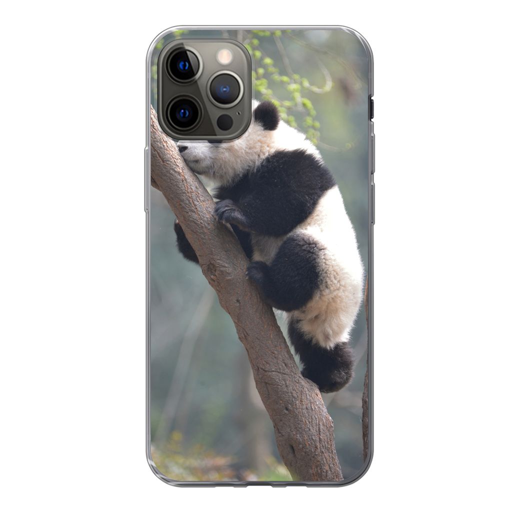 MuchoWow Handyhülle Schutzhülle Hülle für iPhone 13 Pro Panda - Tier - Baum Silikon Softcase Handy Hülle - Handy-Tasche