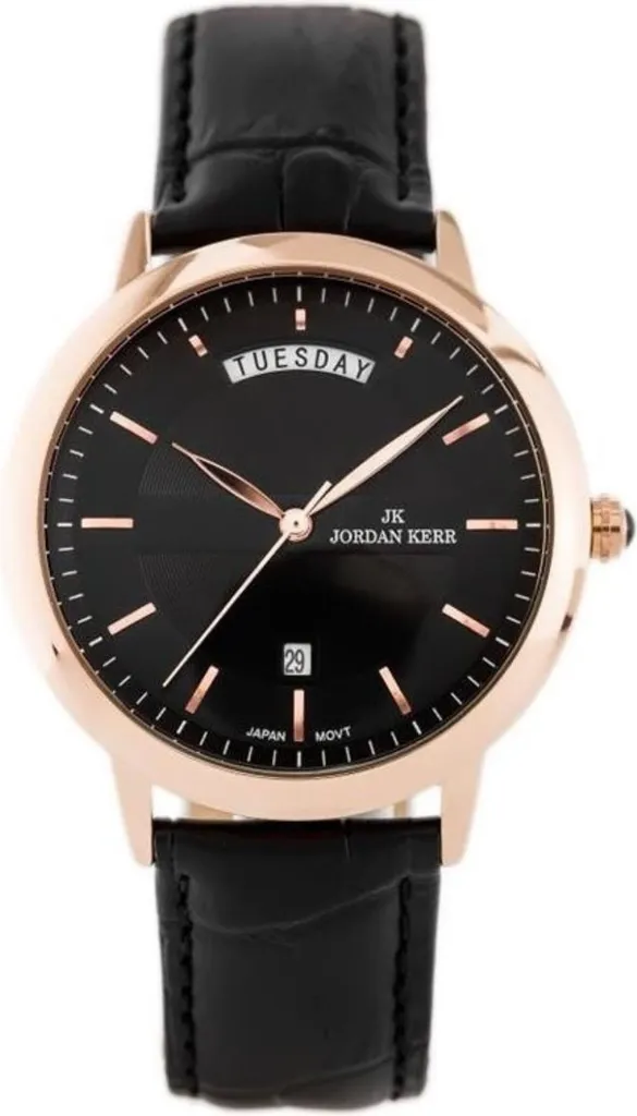 Montre Jordan Kerr 3978G pour homme avec bracelet en cuir noir élégant