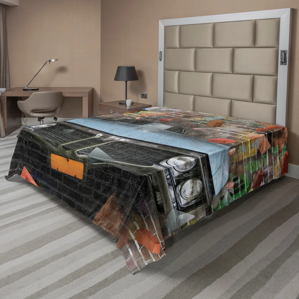 Drap décoratif graffiti voiture en tissu doux et résistant 244x205 cm