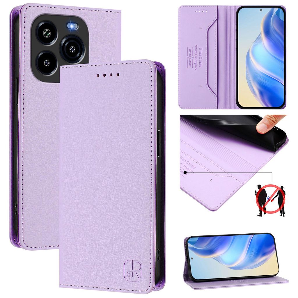 Lederhülle für Oukitel C65 / C65 Pro Hülle Flip Brieftasche Kartenfächern Ständer Schutzhülle Violett