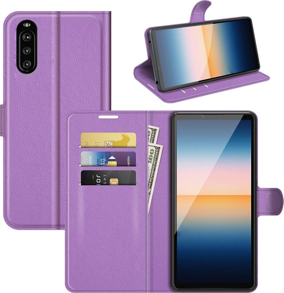 König Design Hülle kompatibel mit Sony Xperia 10 III Kunstleder Handyhülle - Handy Case Violett