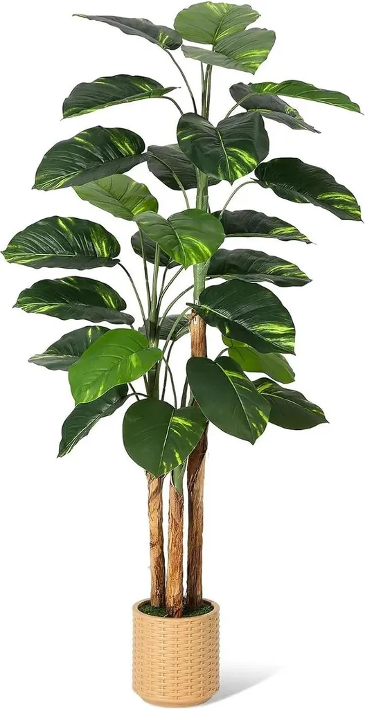 Pothos artificiel Scindapsus aureus 180 cm en pot bleu saphir PE