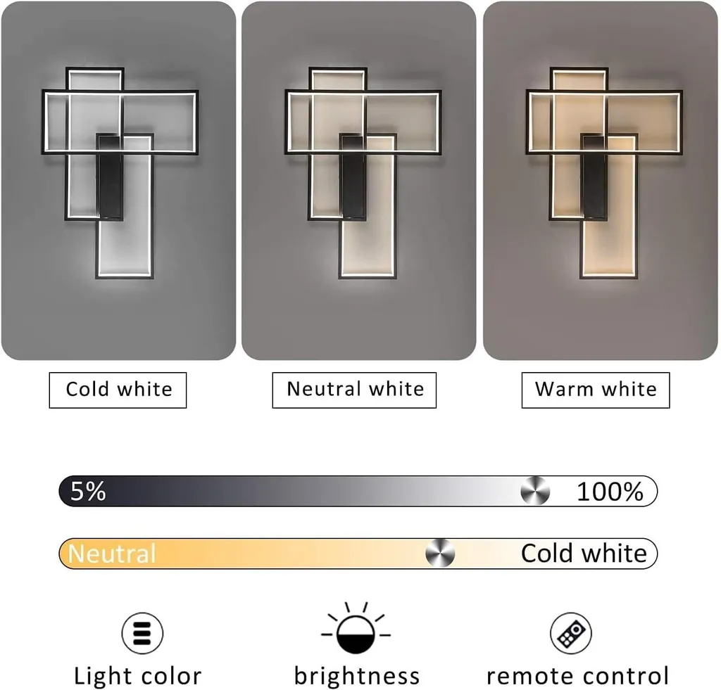 Plafonnier LED Dimmable Noir 88W : Solution Éclairage Design et Puissant - 2
