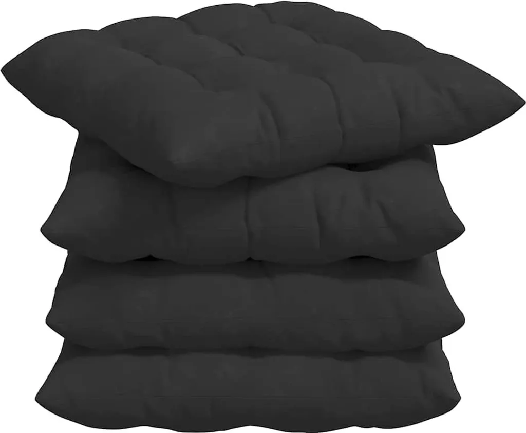 Coussin d'assise de chaise de cuisine lot de 4 en microfibre noire