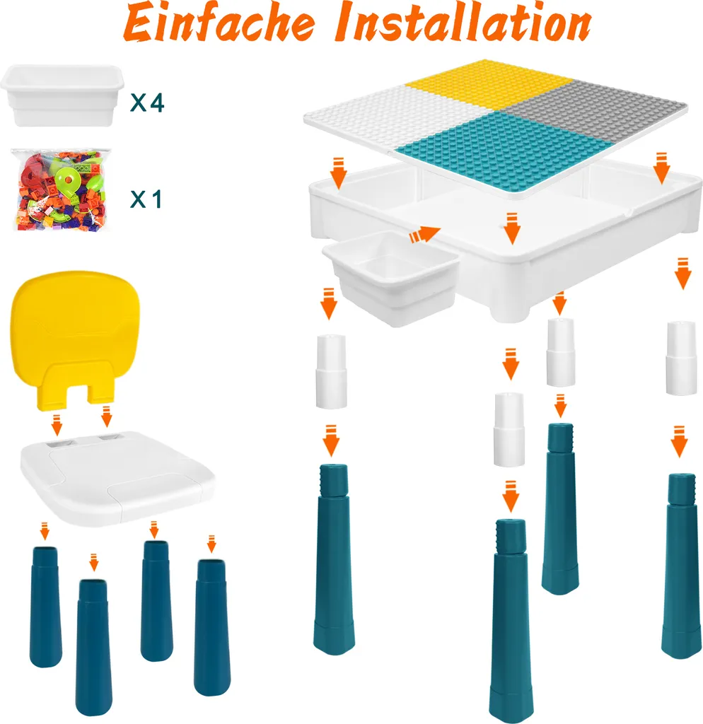 Table de Jeu Multifonction pour Enfant avec Chaises et Blocs de Construction - 3