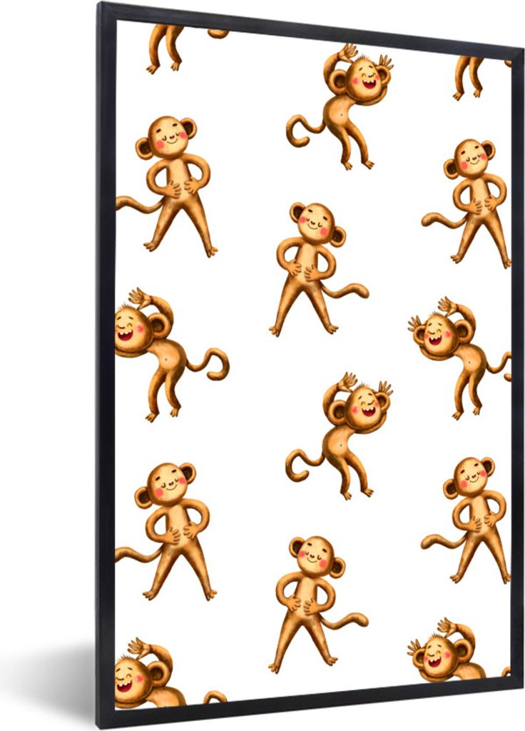 MuchoWow Gerahmtes Poster Affe - Kinder - Design 20x30 cm - Poster mit Schwarzem Bilderrahmen Wandposter Rahmen Foto Bilder - Drucken - Bilder Po...