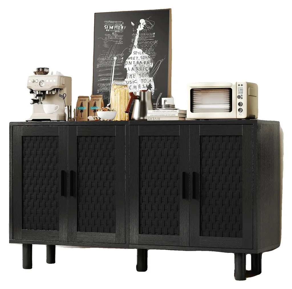 Armoire de rangement noire design moderne avec grand espace de stockage