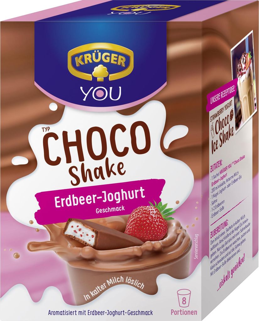 KRÜGER YOU Choco Shake 10026645 Erdbeere-Joghurt 8St Produktbild 