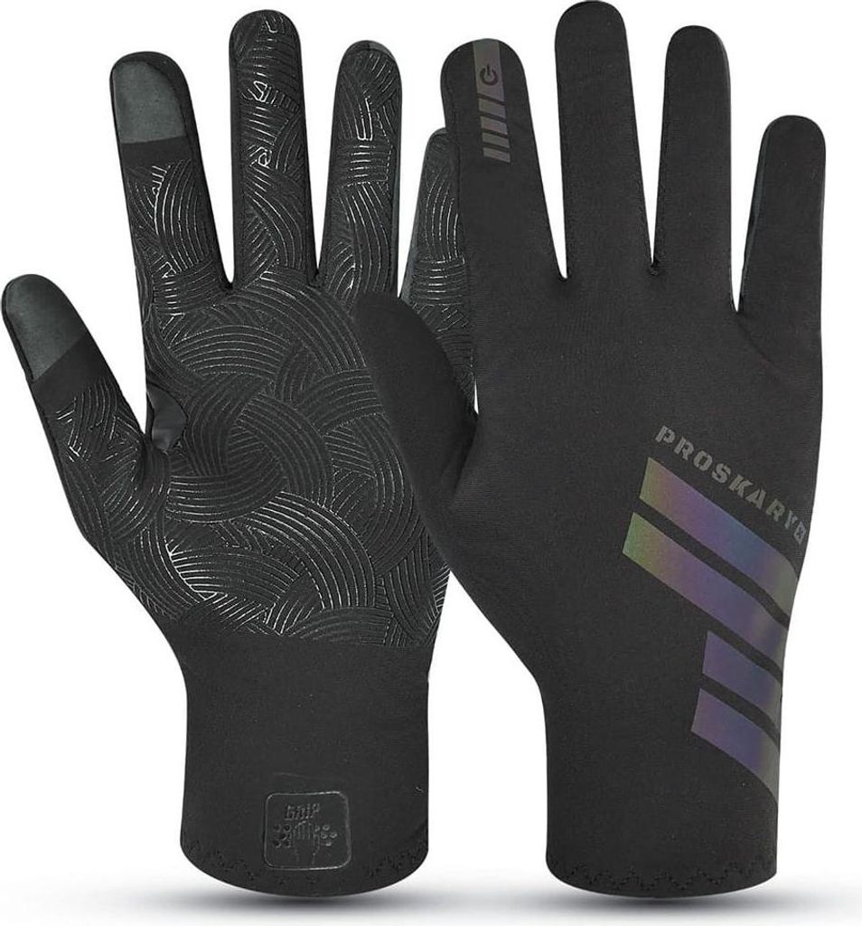 Proskary Anti-Rutsch-Sporthandschuhe Größe XS 10-13 mit Reflektor Schwarz
