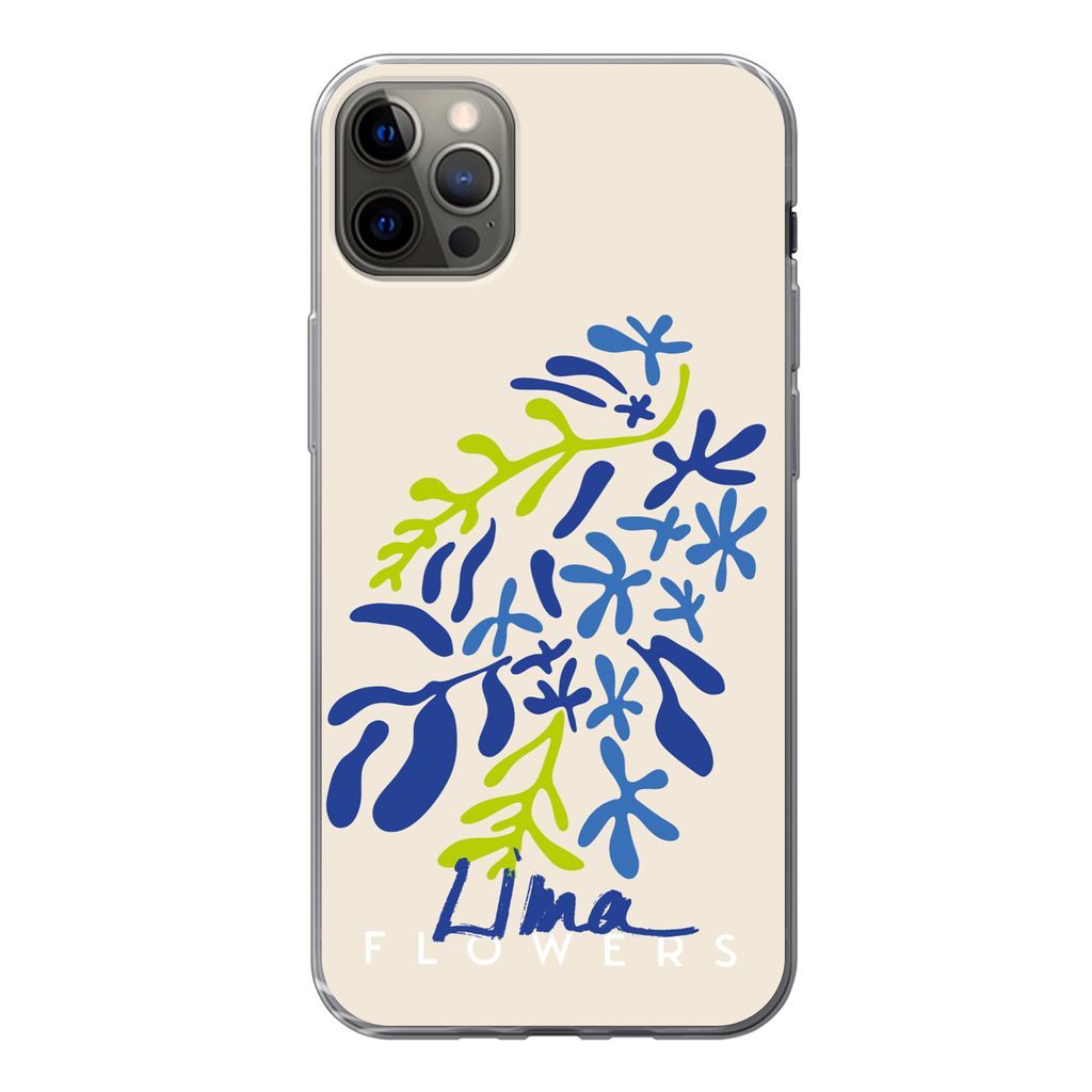 MuchoWow Handyhülle Schutzhülle Hülle für iPhone 12 Pro Max Blume - Blätter - Lima Silikon Softcase Handy Hülle - Hartschale