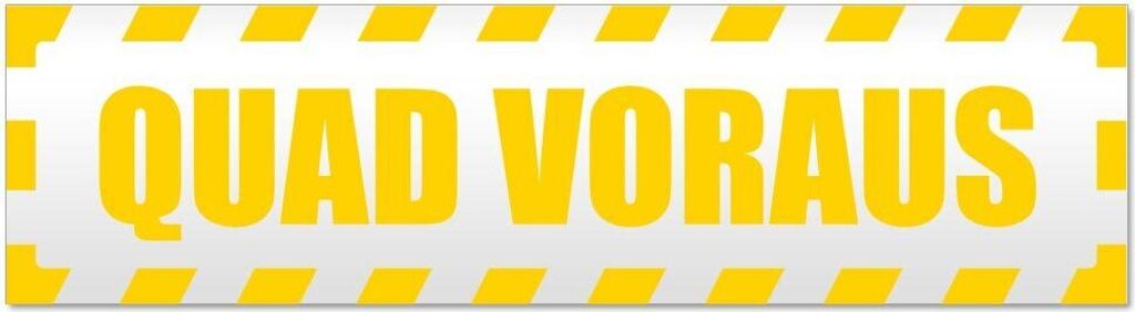 Kiwistar - Autoaufkleber - Gelb - 20 x 5,3 cm - Quad voraus gestreift - Hinweis Aufkleber Sticker für Auto, Kfz, Fahrrad, PKW, LKW