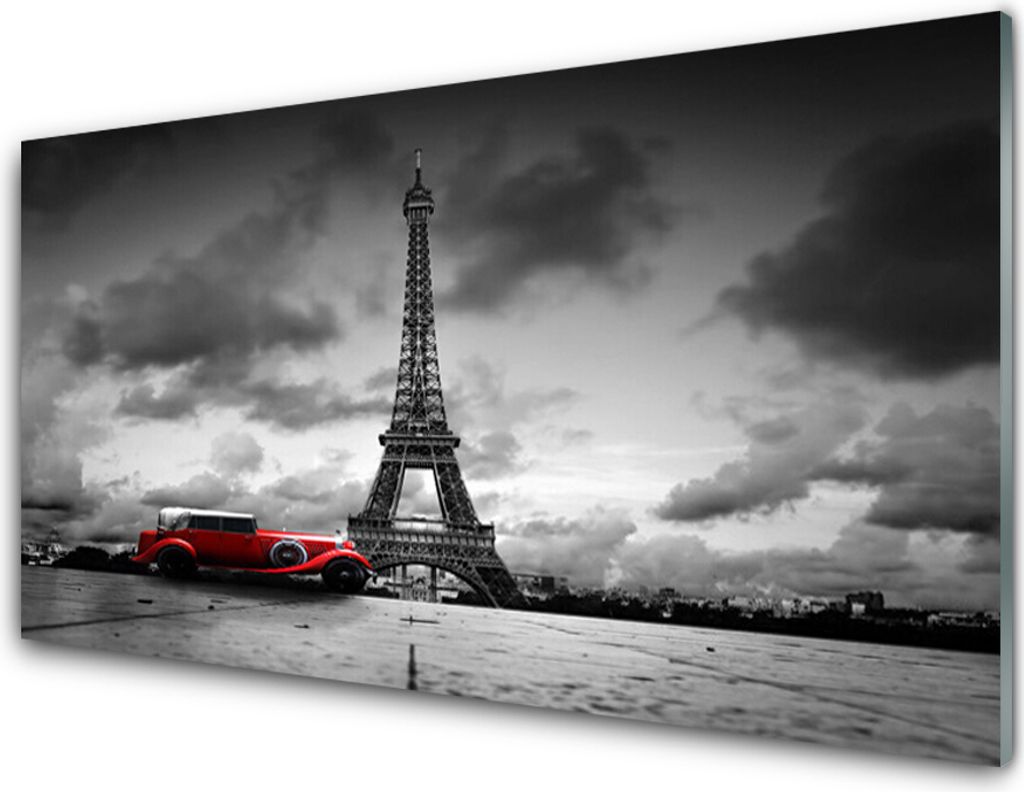 Küchenrückwand aus Glas 100x50cm Spritzschutz Eiffelturm Auto Architektur