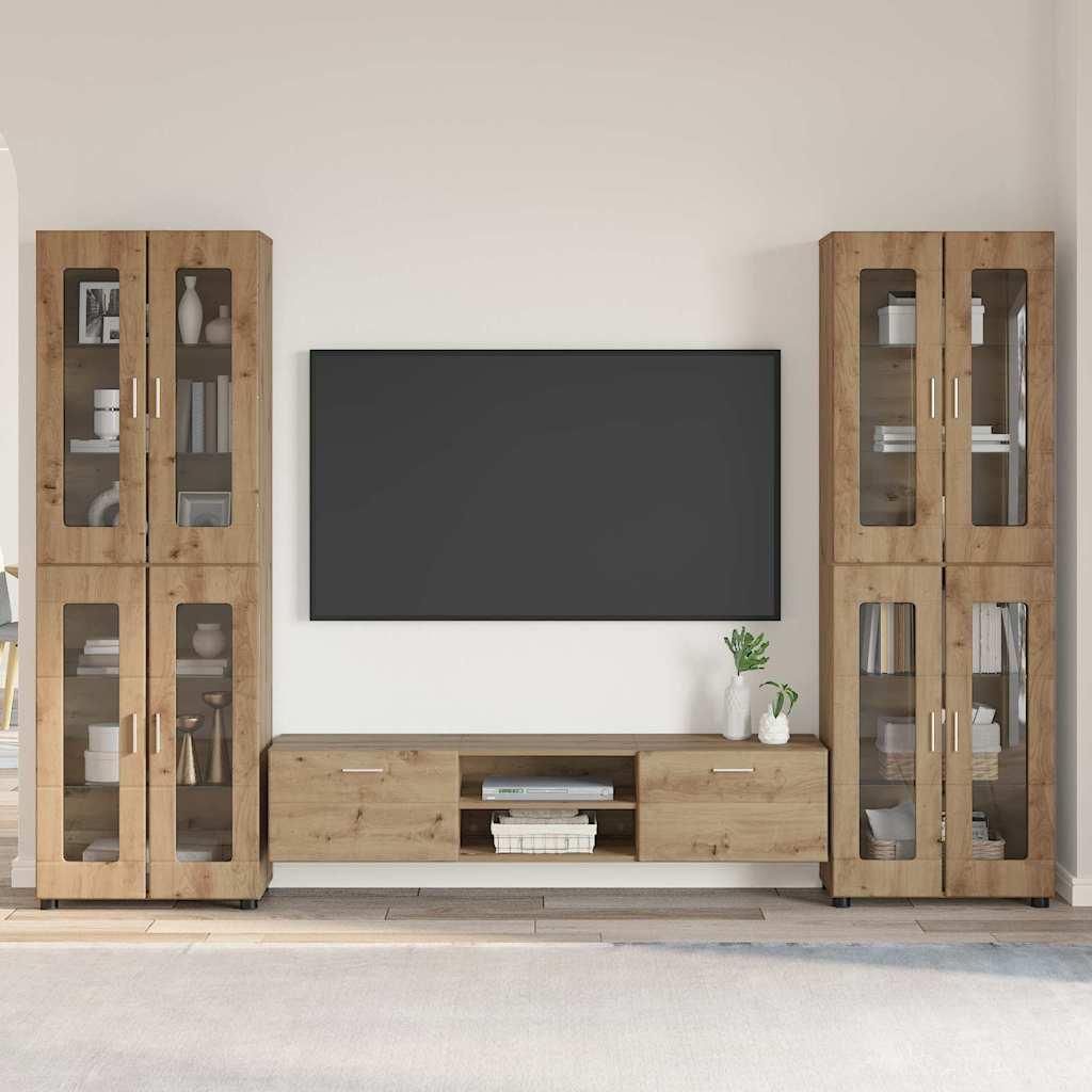 "Schlussverkauf" TV-Schrankset moderne - TV-Möbel/TV-Tisch - mit Schubladen Artisan-Eiche Holzwerkstoff C12167