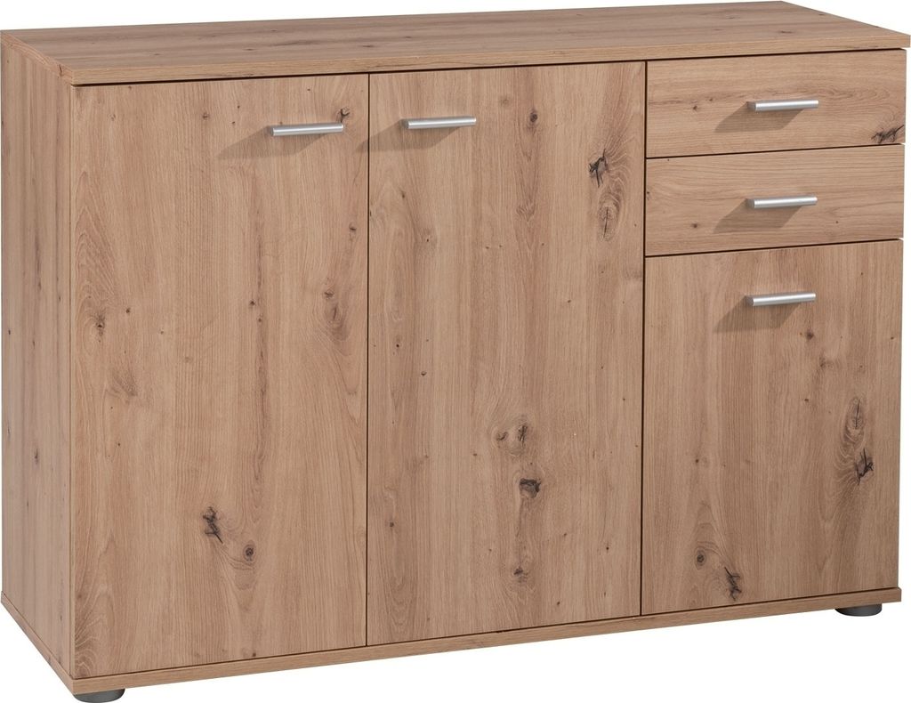 Kommode - Artisan Eiche Nachbildung - B 106 cm - 3 Türen - 2 Schubladen - 1 Einlegeboden