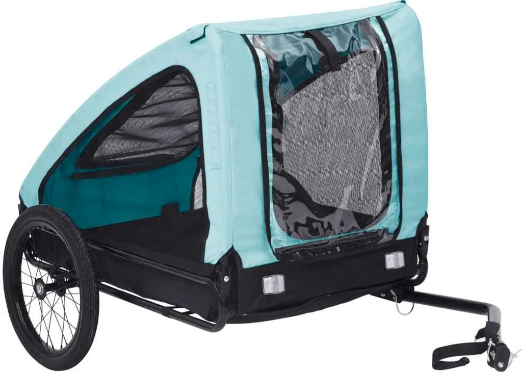 Remorque Vélo Chien Pliable Bleu/Noir - Remorque Animaux avec Fenêtres Filet