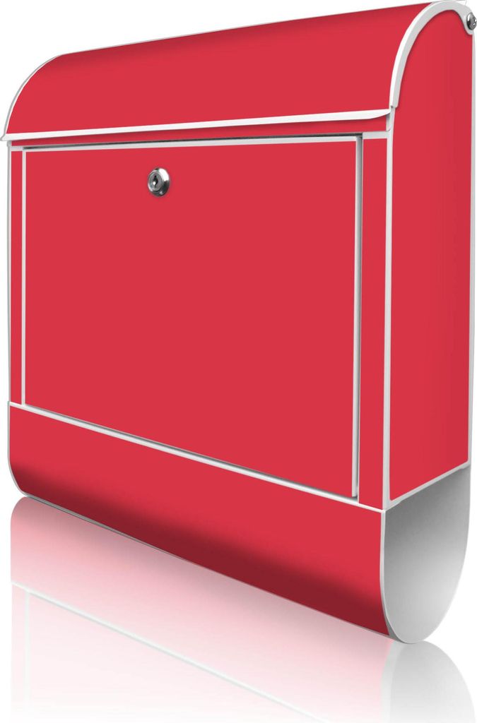 banjado Design Briefkasten Stahl weiß mit Zeitungsfach pulverbeschichtet "Feuerrot" 38x46x12,5cm & 2 Schlüssel - Postkasten A4 Einwurf inkl. Mont...
