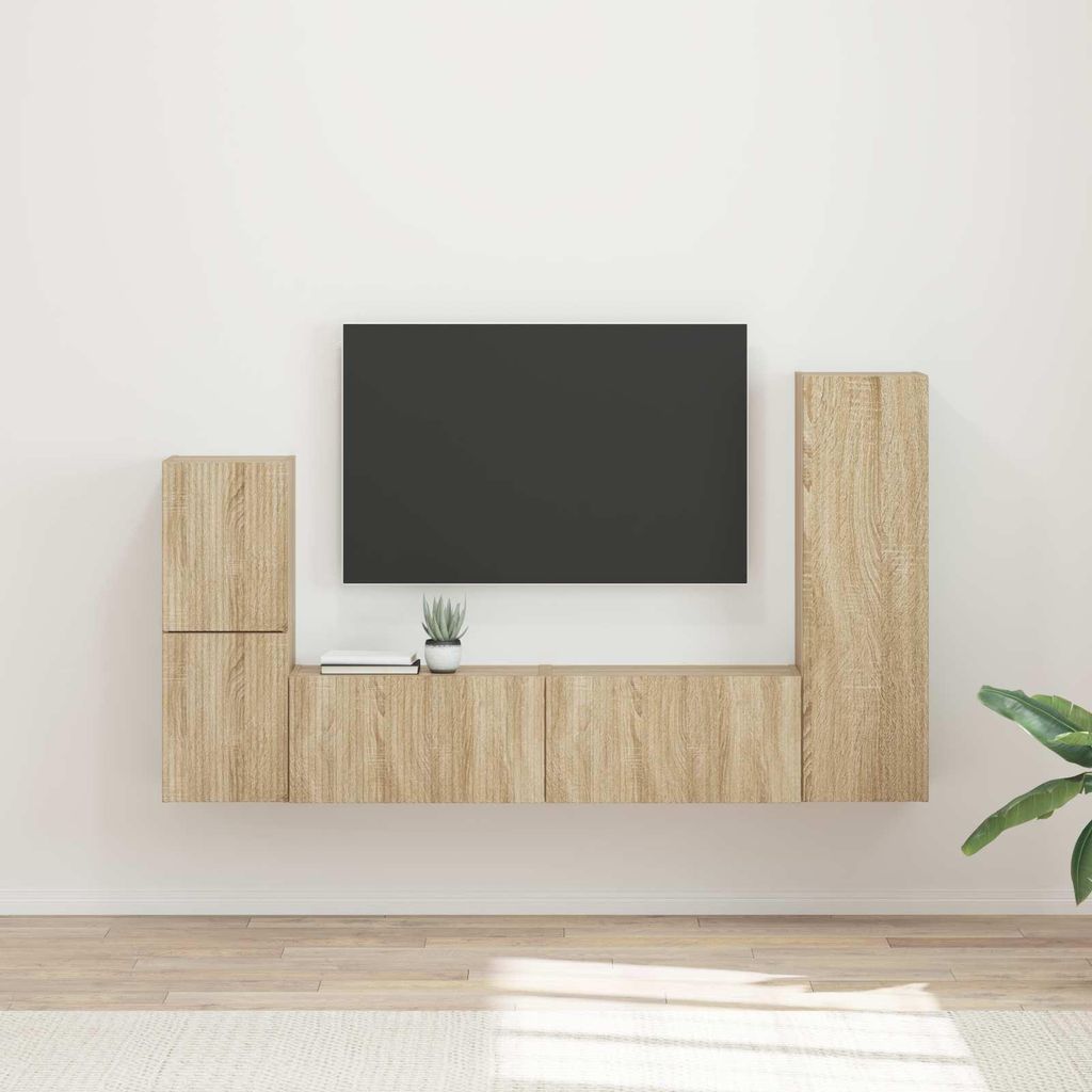 Maison Exclusive - TV-Schrankset Wandmontiert 4 pcs Sonoma-Eiche Holzwerkstoff
