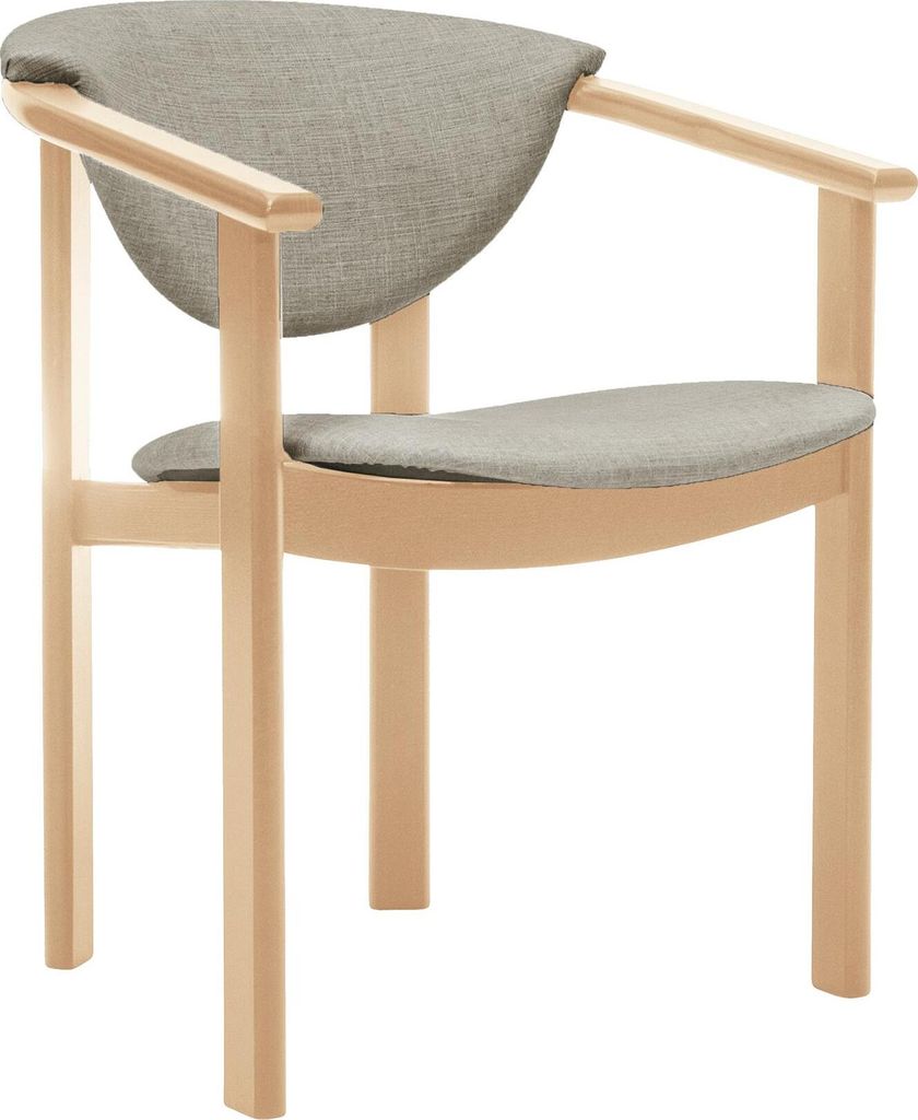 Polsterstuhl mit Armlehnen Kate F1 moderne gepolsterte Stuhl stilvoll Sessel für Esszimmer in Webstoff, Farbe: beige - inari 22, Beinefarbe: natü...
