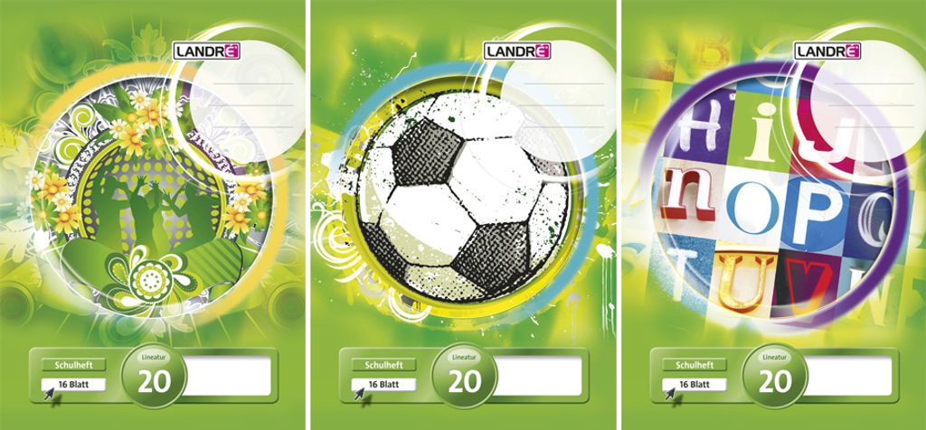 LANDRÉ Schulheft DIN A4 Lineatur 20 / blanko 32 Blatt