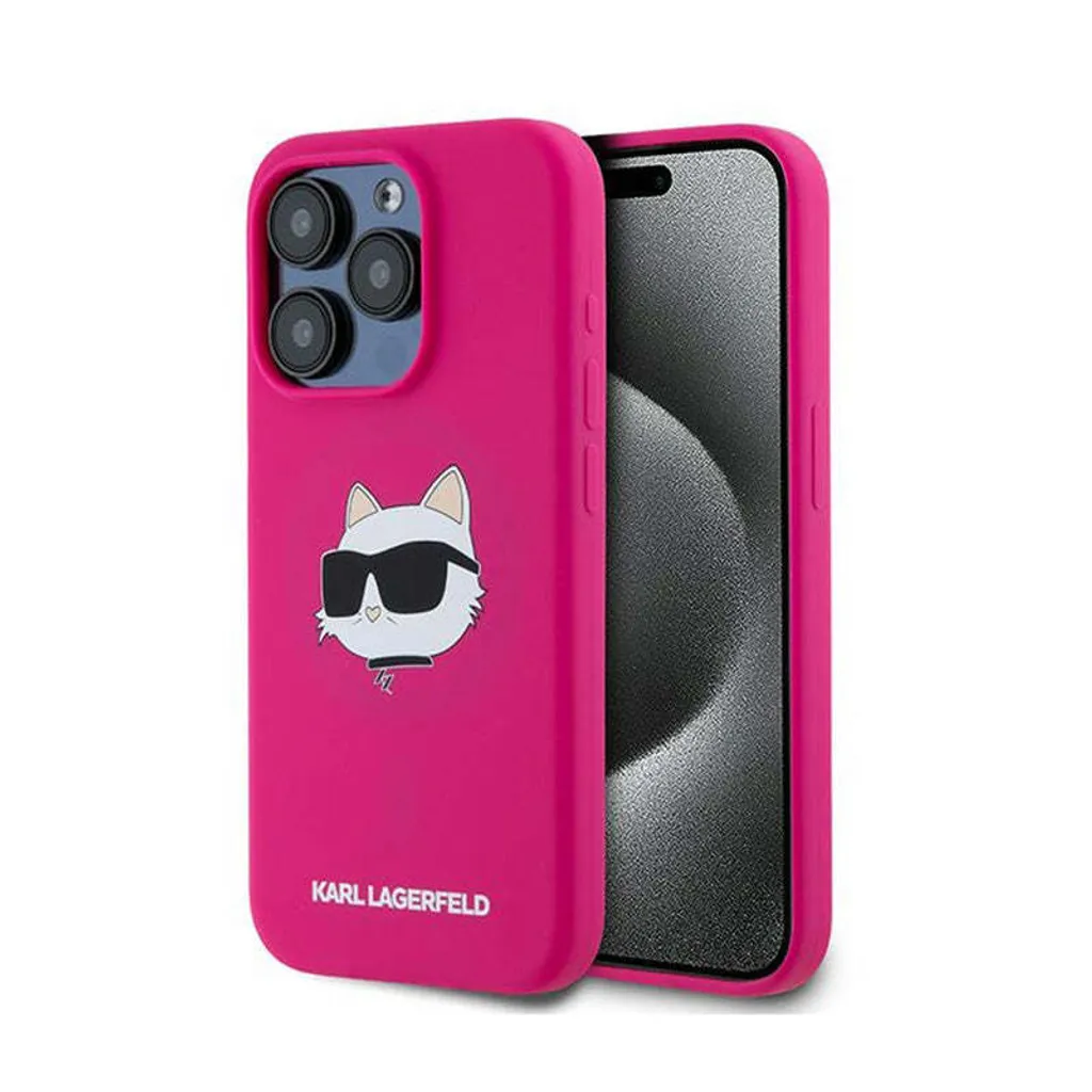 Custodia iPhone 15 Pro Max Karl Lagerfeld Choupette Silicone Rosa