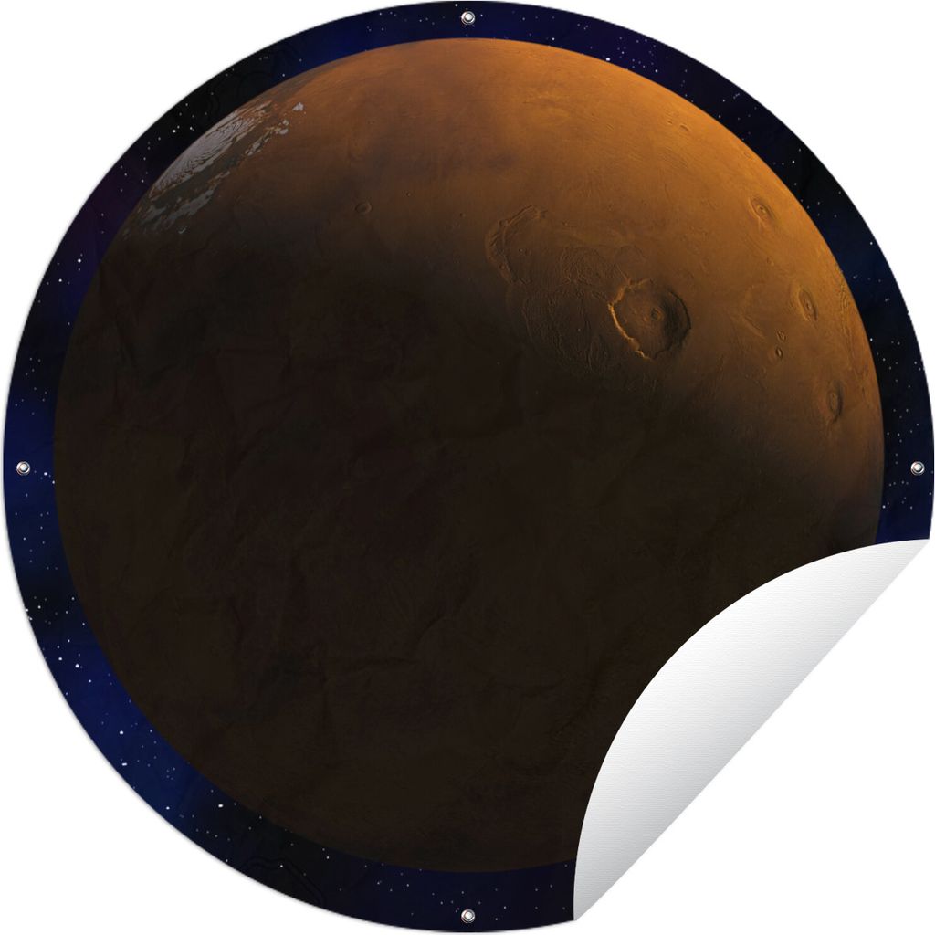 MuchoWow Gartenposter Outdoor-Poster Rund Mars vor einem dunklen Hintergrund Ø 150 cm Gartendeko Rundes Poster draußen