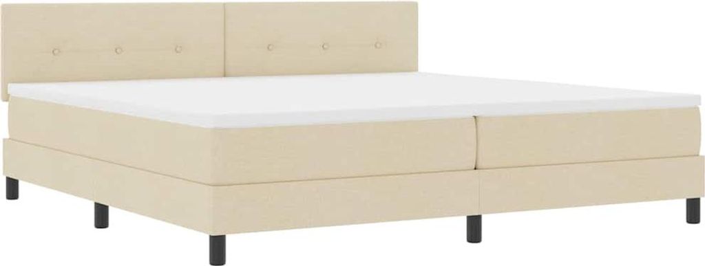 vidaXL Boxspringbett mit Matratze mit LED Creme 200 x 200 cm Stoff