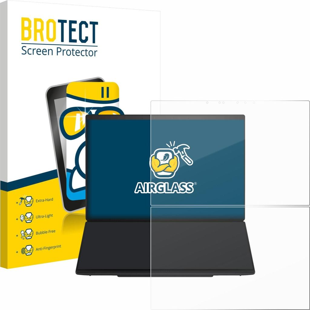 BROTECT Schutzglas für ASUS ZenBook Duo UX8407 Schutzfolie Panzer Folie Glas Display Schutz klar