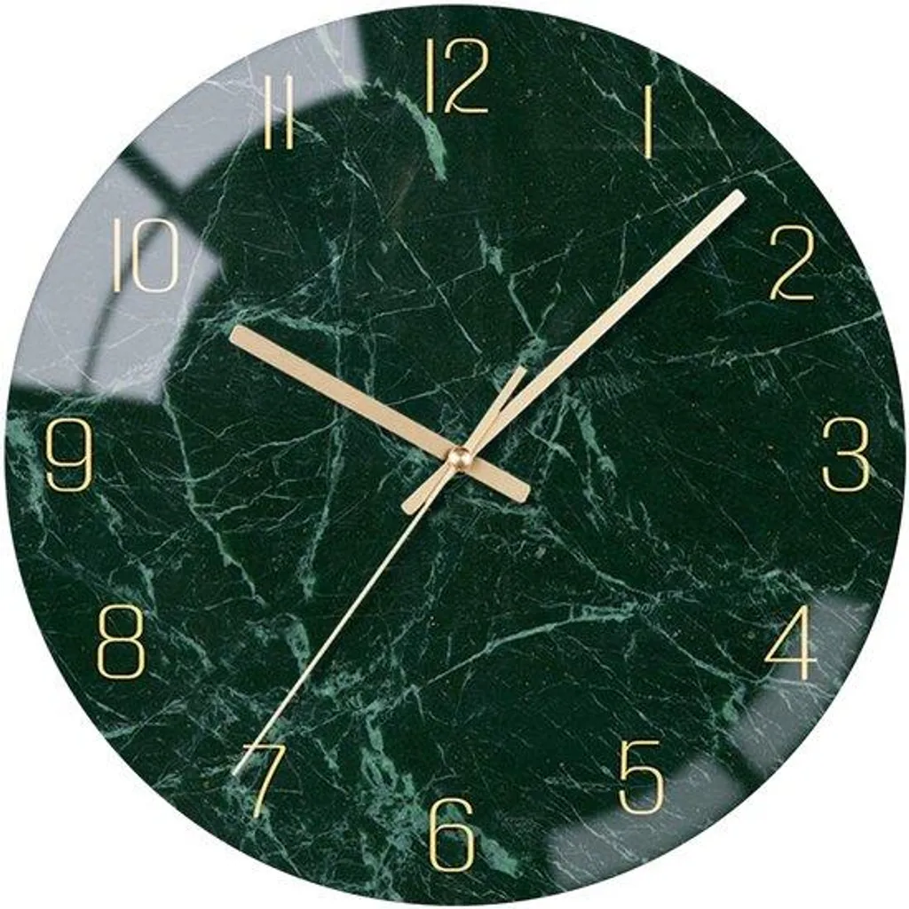 Horloge ronde à quartz 25 cm vert foncé - Pendule à piles silencieuse