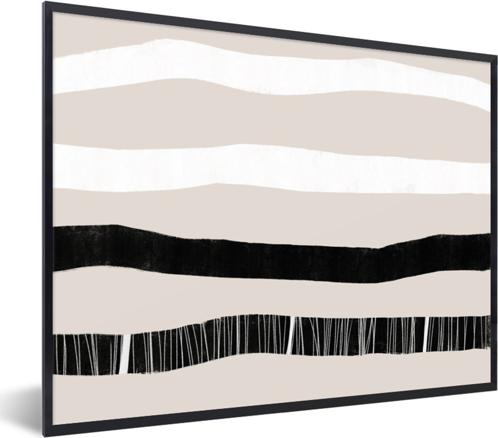 MuchoWow Gerahmtes Poster Linie - Pastell - Minimalismus - Muster 80x60 cm - Poster mit Schwarzem Bilderrahmen Wandposter Rahmen Foto Bilder - Sc...