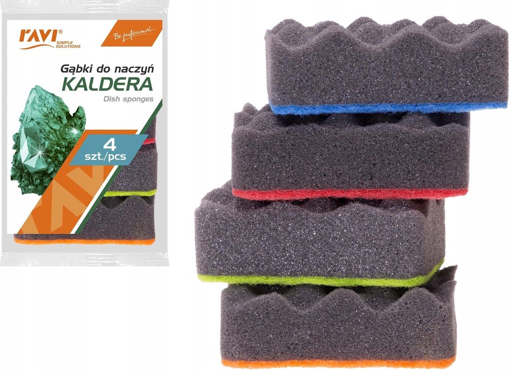 Kaldera Küchenschwämme, 4 Stück, profiliert, anthrazit, groß