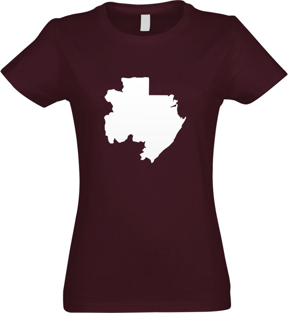 Kiwistar - T-Shirt tailliert - Damen - Burgund - Gabun Umriss Kontur - mit Motiv Bedruckt - Funshirt Design - Sport - Freizeit - Damen - L