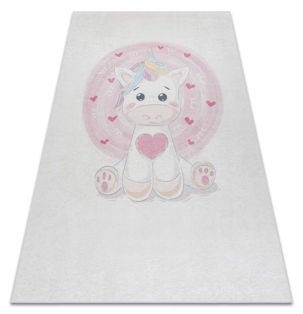 BAMBINO 1128 Waschteppich Einhorn für Kinder Anti-Rutsch - creme beige 80x150 cm