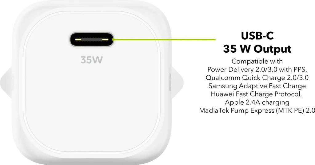 AlzaPower G320C Chargeur Rapide USB-C 35W Gan Blanc Haute Performance