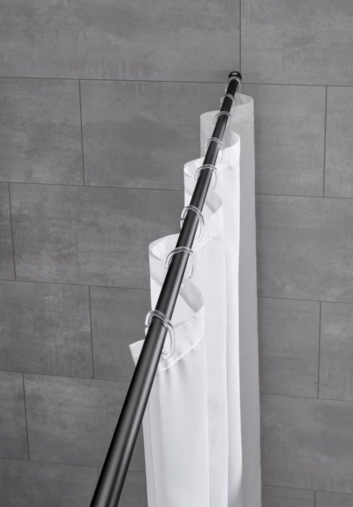 Kleine Wolke Federstange für Duschvorhang 125 - 220 cm - Ø 21 mm schwarz