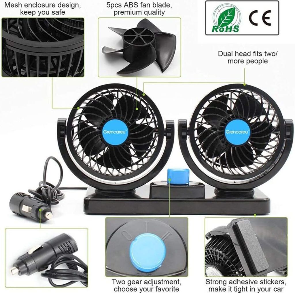 Autolüfter, 12V Mini Lüfter, Tischventilator mit Produktbild 3