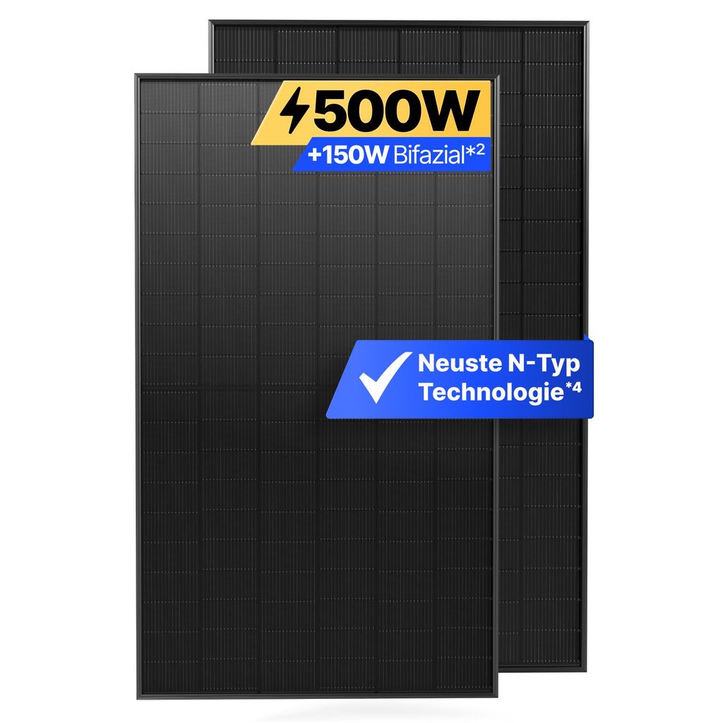 Solakon® Solarpanel 500W Bifazial Glas-Glas N-Type – Produktbild 