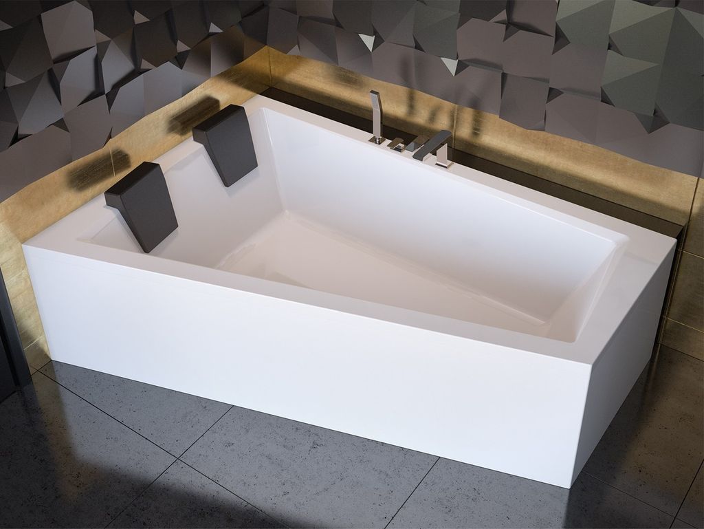 Badewanne INTIMA DUO LINKS 170x125cm mit Füßen , mit Siphon (mit 2x Schürze kurz +lang ) , für zwei Personen