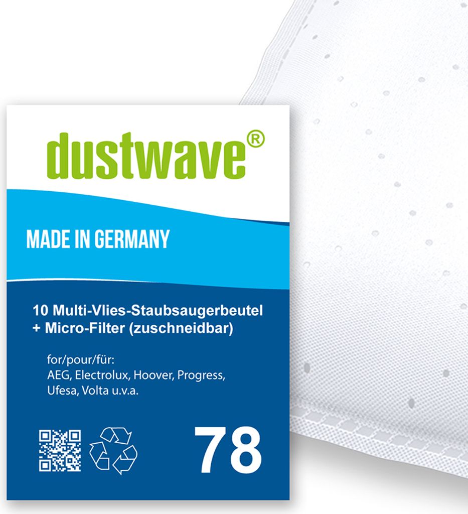 Sparpack - 10 Staubsaugerbeutel passend für Progress - P 61 / P61 Bodenstaubsauger von dustwave Markenstaubbeutel – Germany + inkl. Micro-Filter