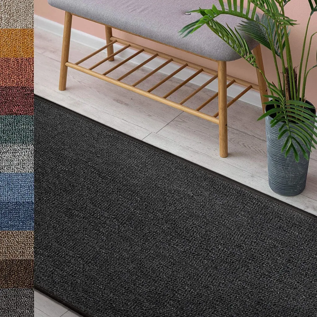 Tapis de salon anthracite 200x290 cm London en velours bouclé résistant