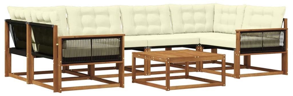 vidaXL Outdoor-Sofagarnitur mit Kissen 7 pcs Natur und Creme