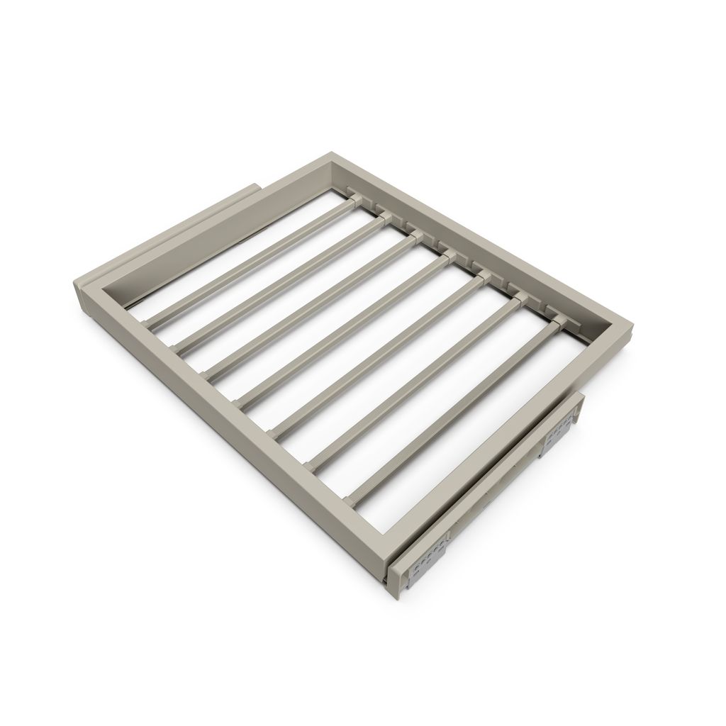 Emuca Set aus 7 Hosenträgern und Hack Gleitrahmen für Kleiderschränke, sanftes Schließen, verstellbar, Modul 600mm, Steingrau