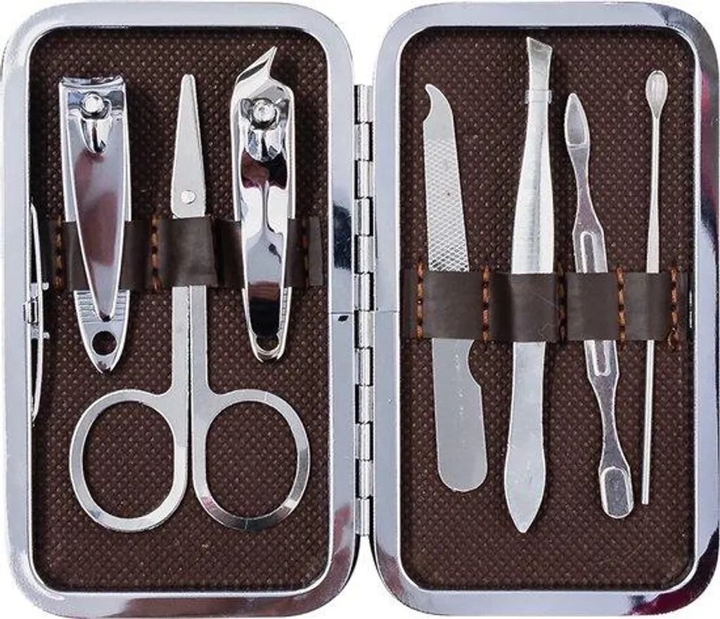 Kit de manucure de luxe à une main avec étui en cuir noir élégant