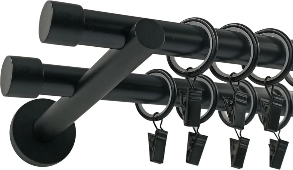 Techno 240 cm Doppelte Gardinenstange Schwarz 19 mm aus Produktbild 