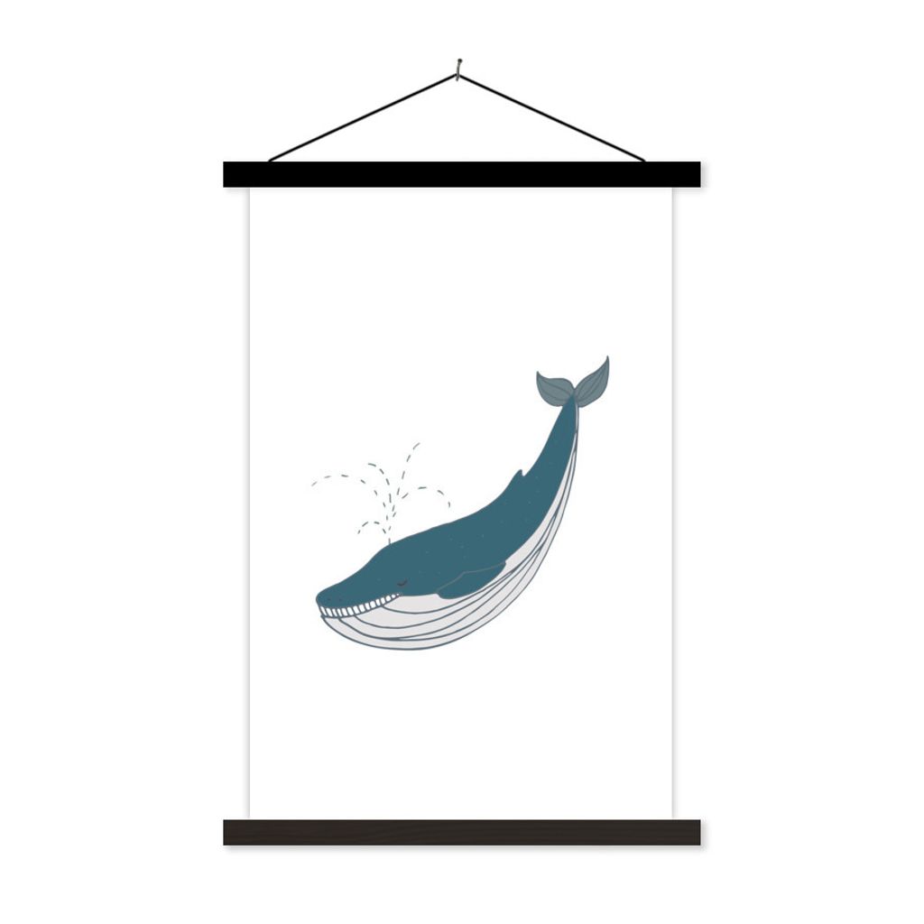 MuchoWow Textilposter Wal - Kinder - Weiß - Jungen - Mädchen 40x60 cm mit schwarzem Rahmen - Wanddekorationen